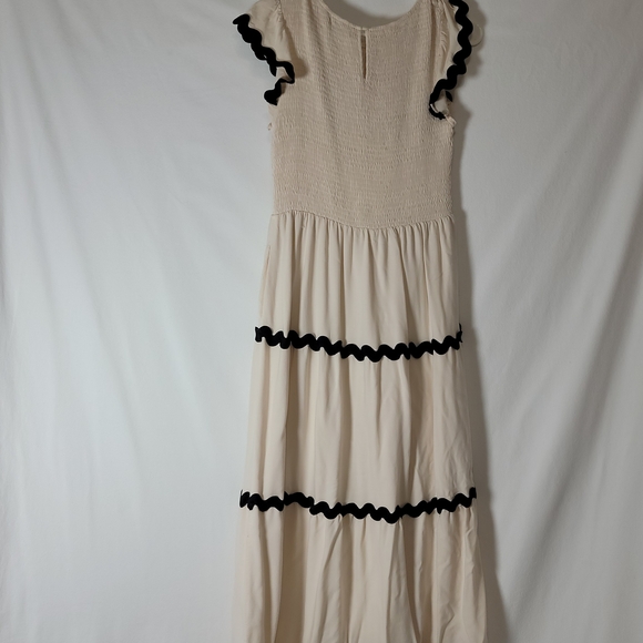 ZESICA Women's Summer Flutter Short Sleeve Smocked Midi Dress Casual High Waist - Picture 3 of 5